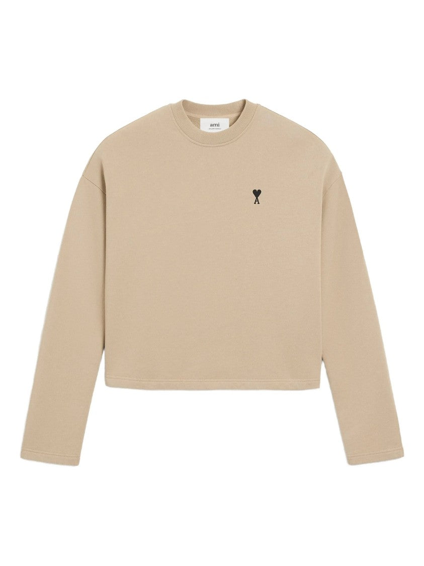 Ami Beige Crew Neck Sweatshirt