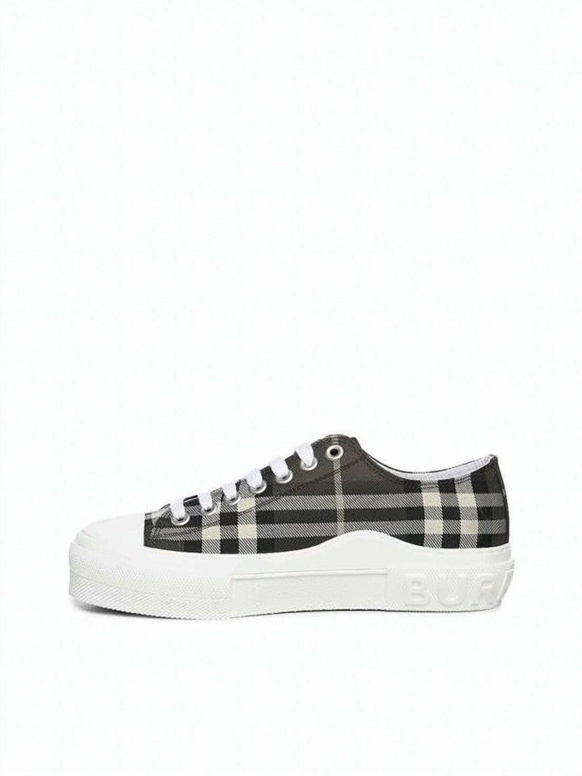 Burberry Checkered Nylon Low-Top Sneakers With Rubber Sole