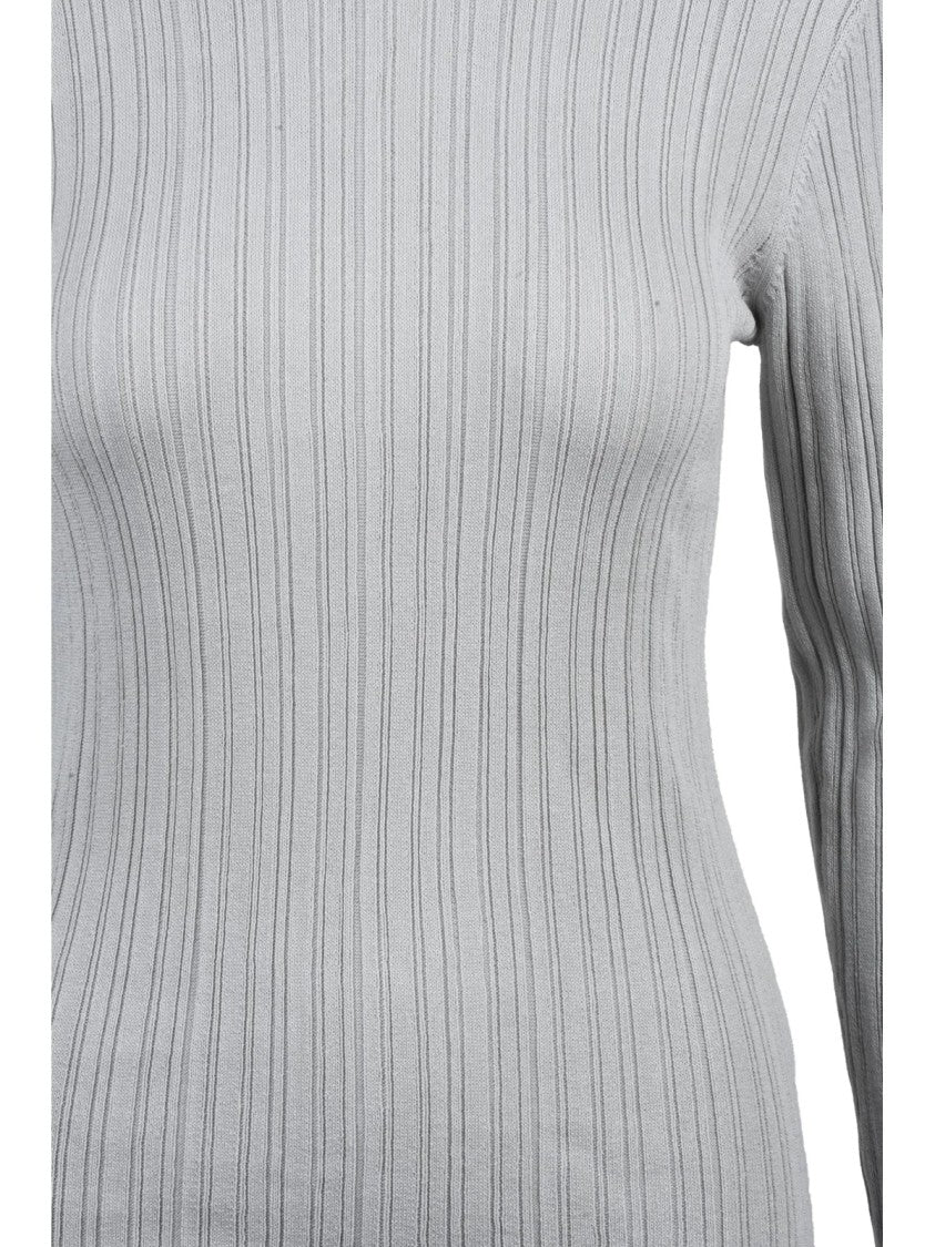 Calvin Klein Ribbed Fitted Sweater With High Round Neckline