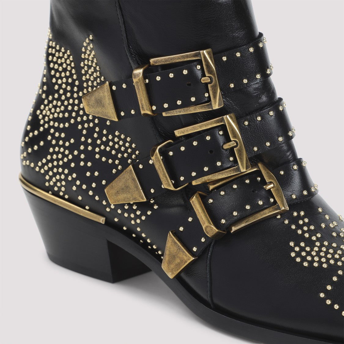 Chloé Studded Black Mutton Leather Ankle Boots