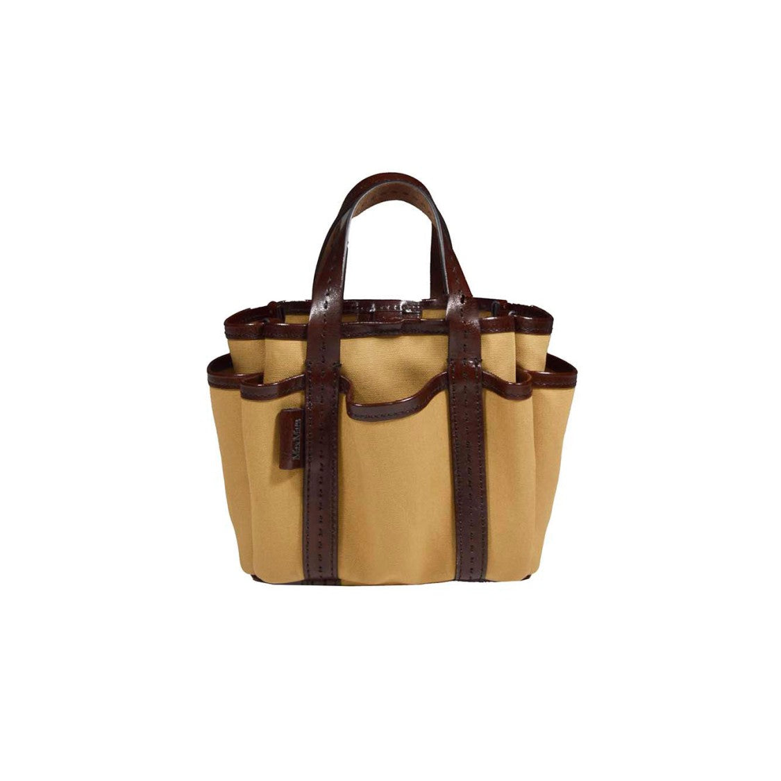 Max Mara Leather Cotton Canvas Giardiniera Mini Handbag