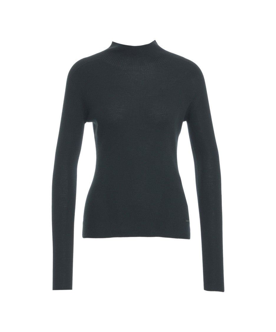 Alpha Tauri Slim-Fit Black Knitted Turtleneck Sweater