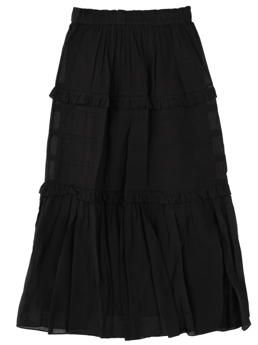 Isabel Marant Étoile Black Volody Tiered Ruffle Skirt