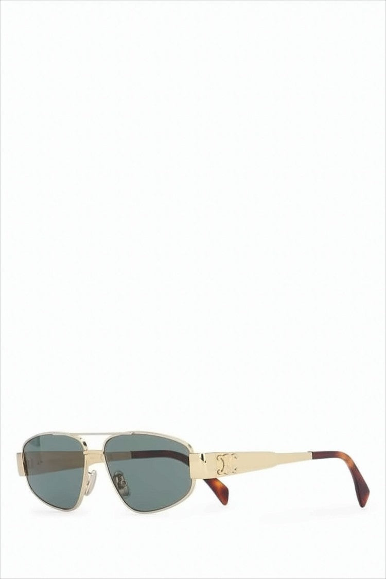 Celine Rectangular Metal Sunglasses With Gold Finish