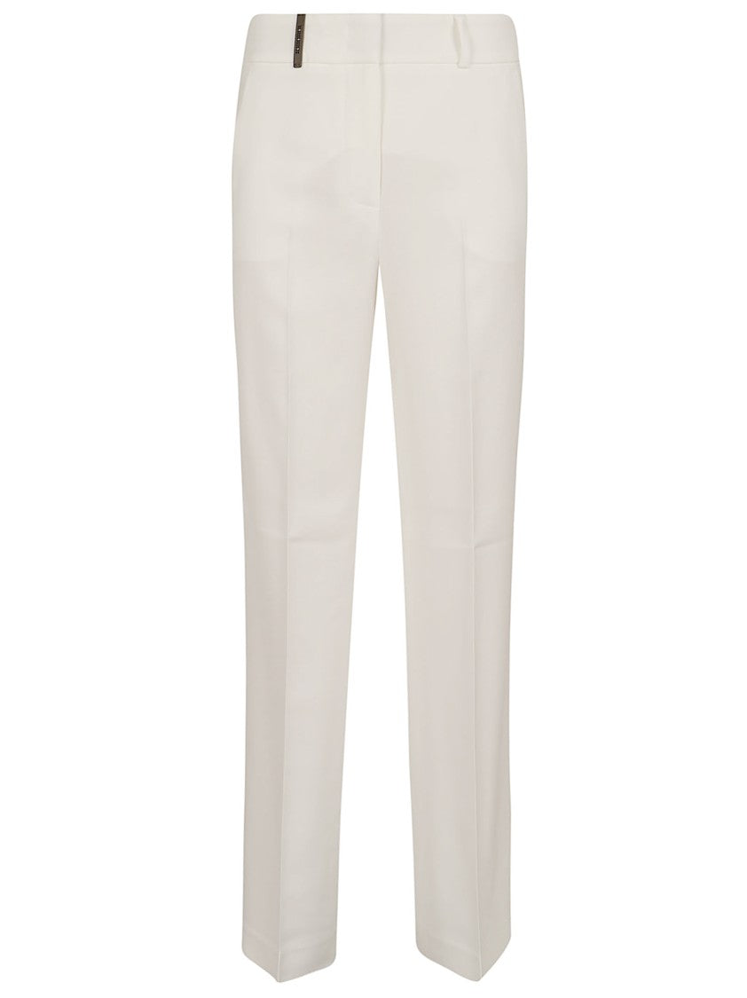 Peserico Tailored White Trousers With Flowing Silhouette And Elegant Drape