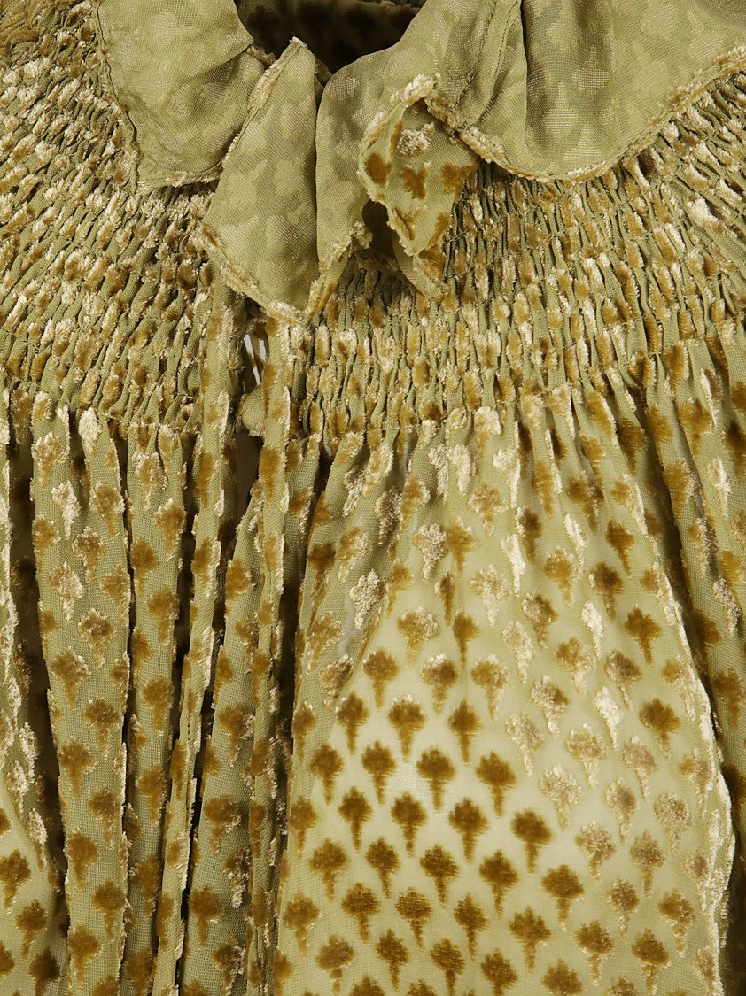 Burberry Silk-Blend Velvet Blouse With Torch Motif