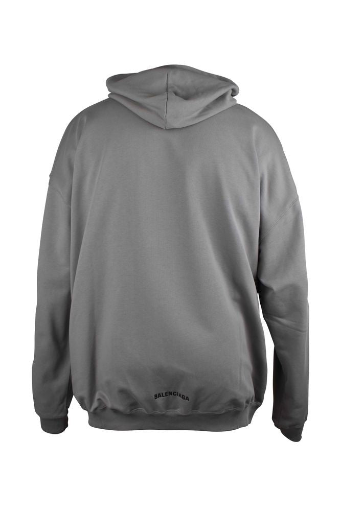 Balenciaga Grey Cotton Hooded Sweatshirt