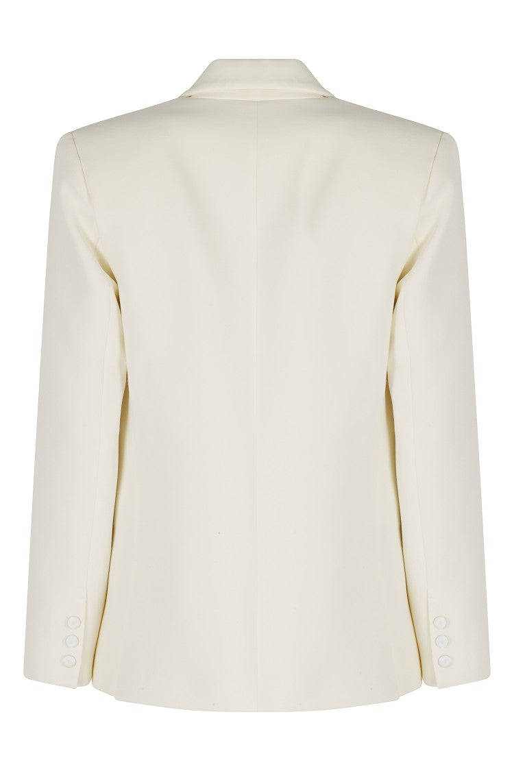 Federica Tosi Milk Single-Breasted Satin Lapel Cady Blazer