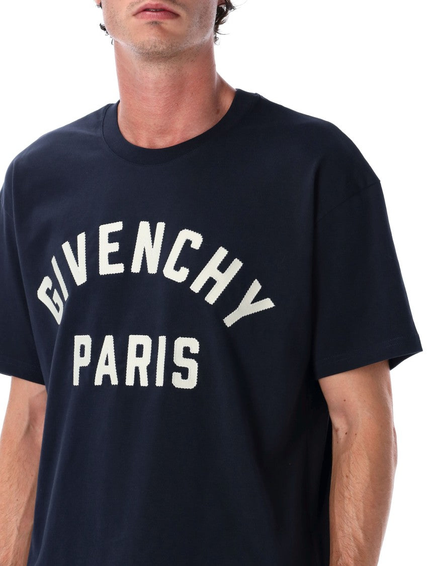 Givenchy Navy Cotton T-Shirt With Paris Logo