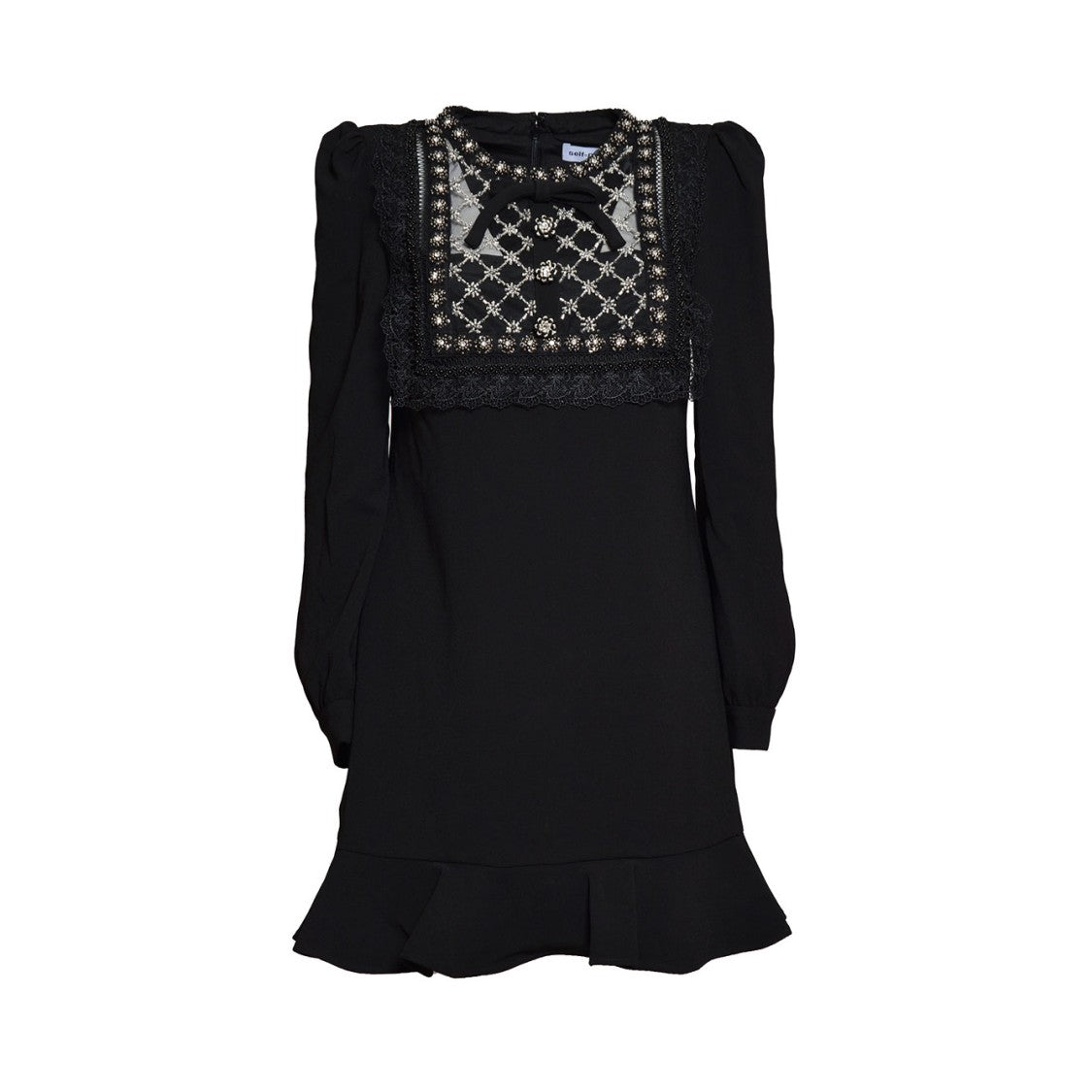 Self-Portrait Black Crêpe De Chine Mini Dress