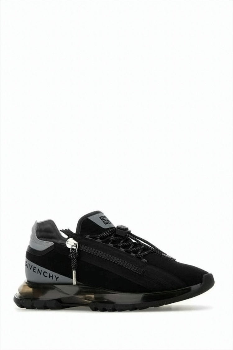 Givenchy Streamlined Black Sneakers With Contrast Grey Heel And Zipper Detail
