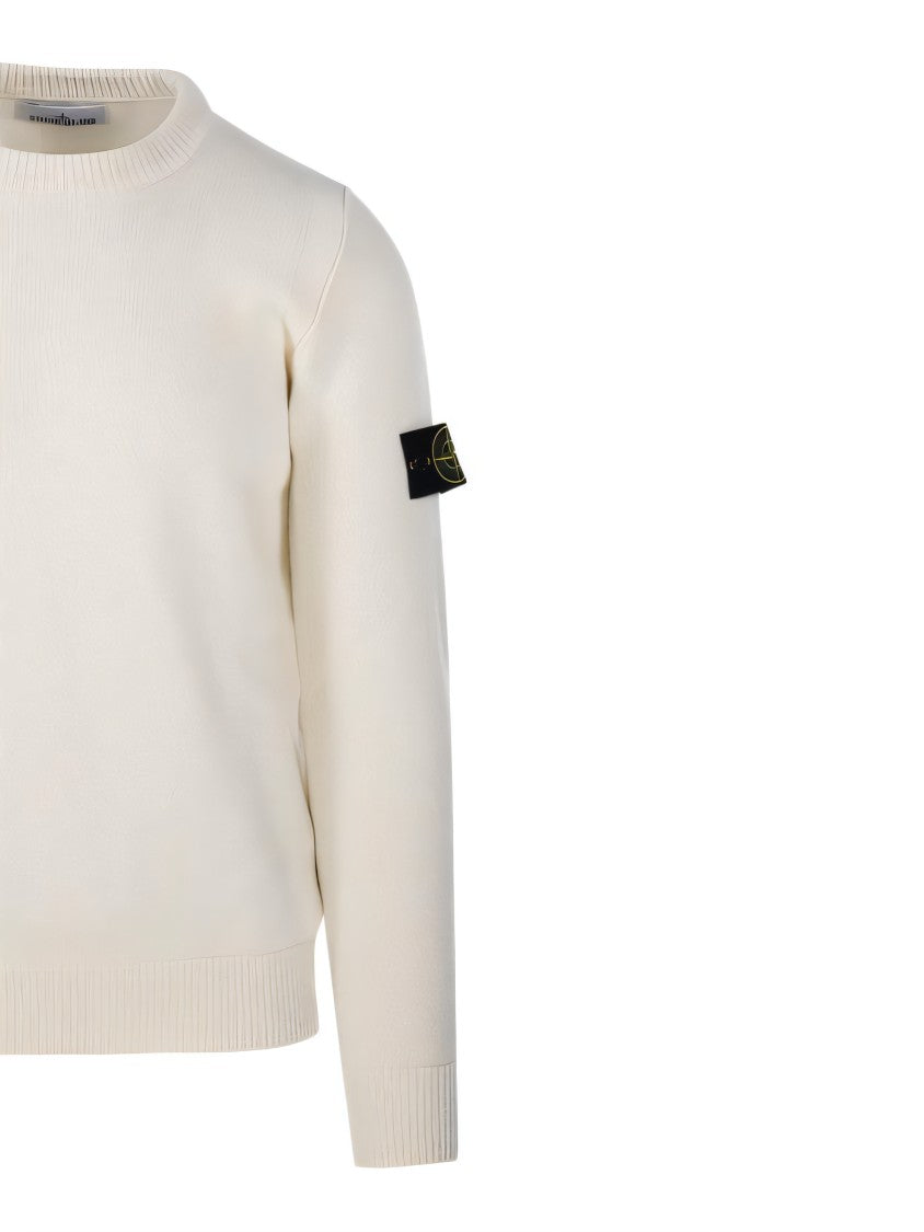 Stone Island Classic Crew Neck Knit Sweater With Logo Patch