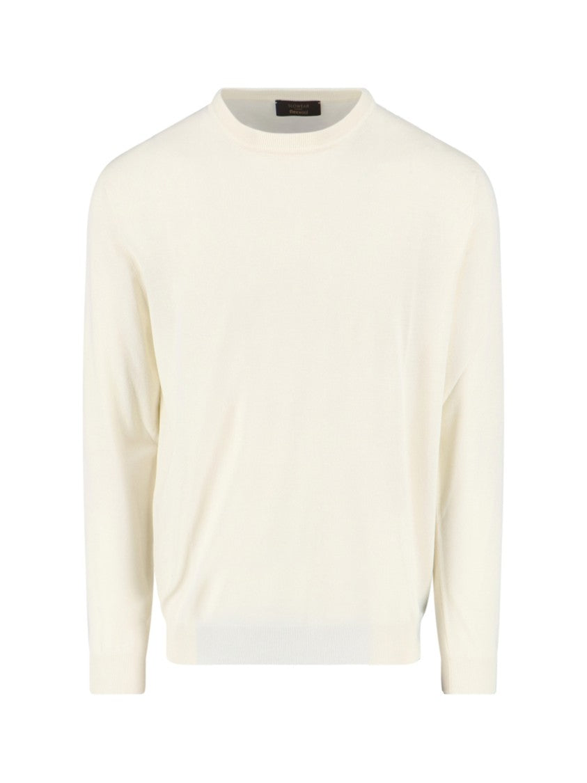 Zanone Minimalist White Sweater With Classic Crew Neckline