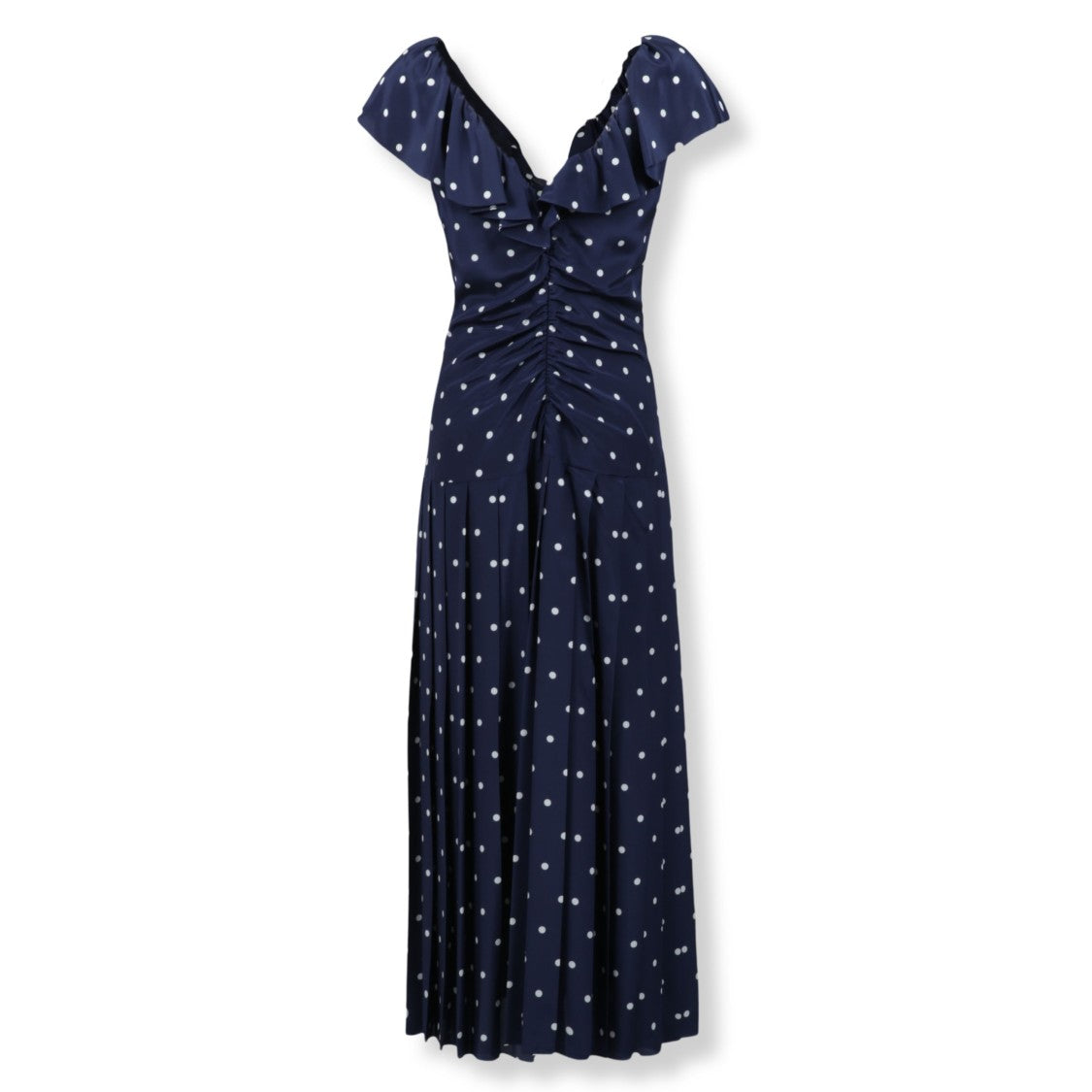 Alessandra Rich Polka Dot Silk Dress With Ruffle