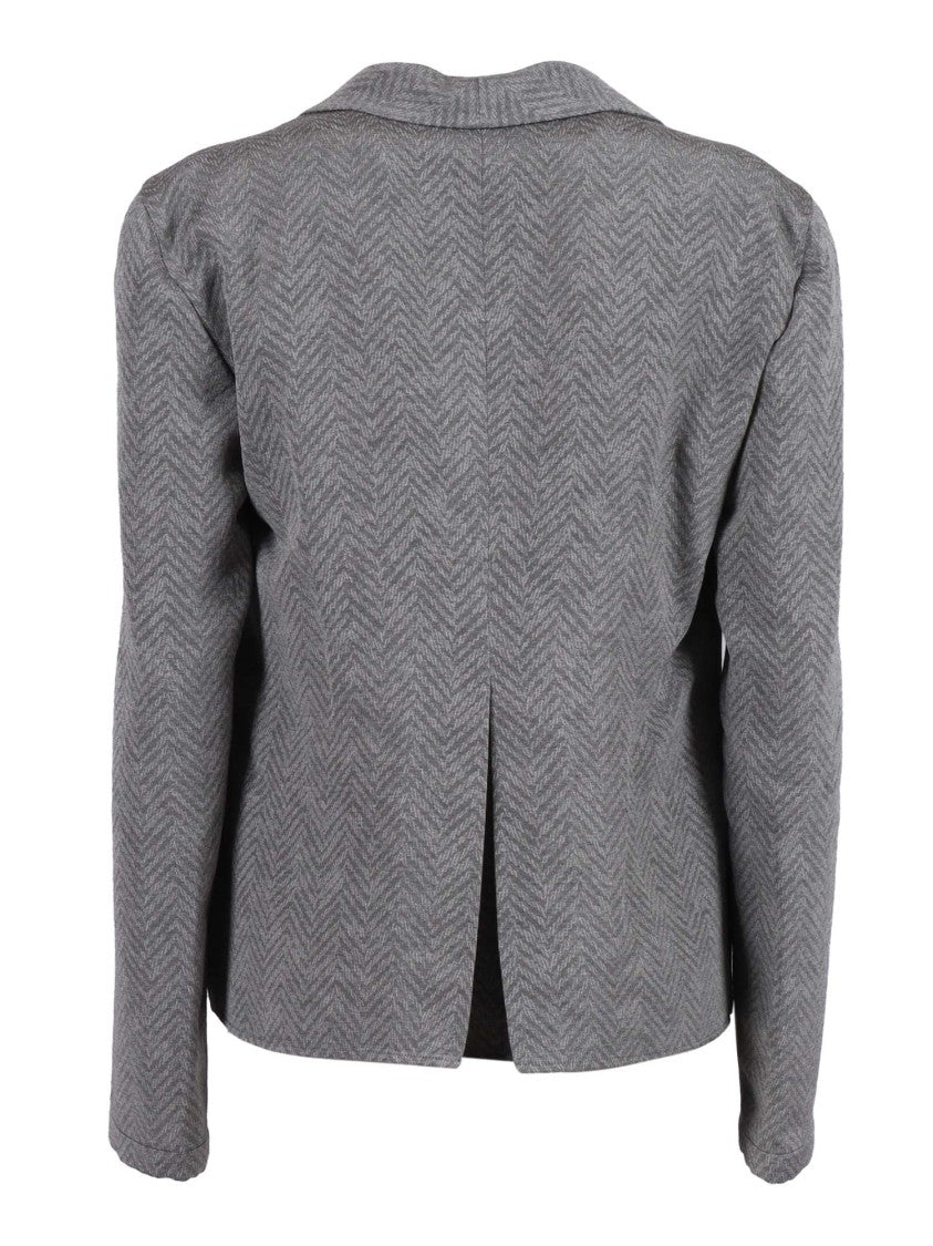 Emporio Armani Double-Breasted Herringbone Blazer With Tailored Fit