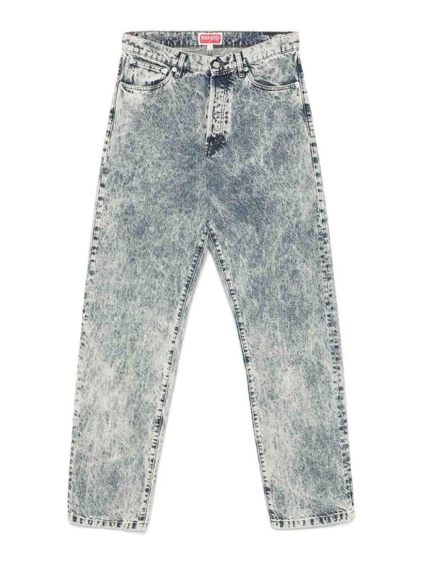 Kenzo High-Waisted Relaxed Fit Denim Pants With Acid-Wash Effect