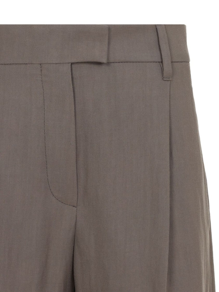Brunello Cucinelli Wide-Leg Taupe Brown Trousers