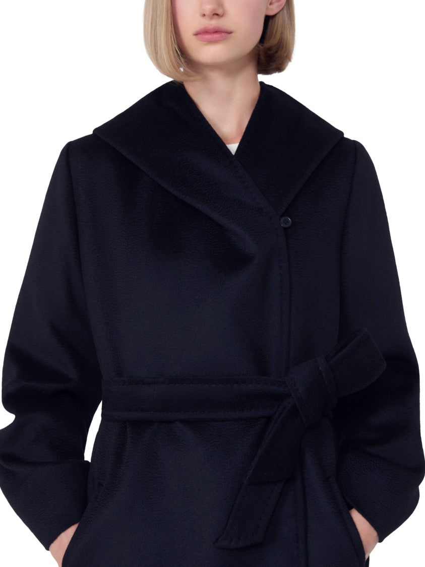 Max Mara Belted Mid-Length Blue Coat