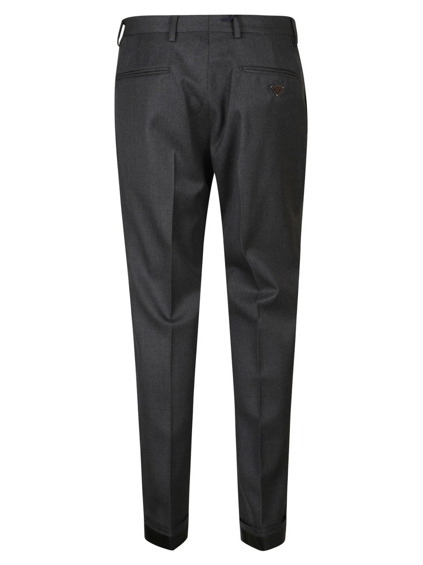 Prada Tailored Anthracite Trousers With Classic Waistband