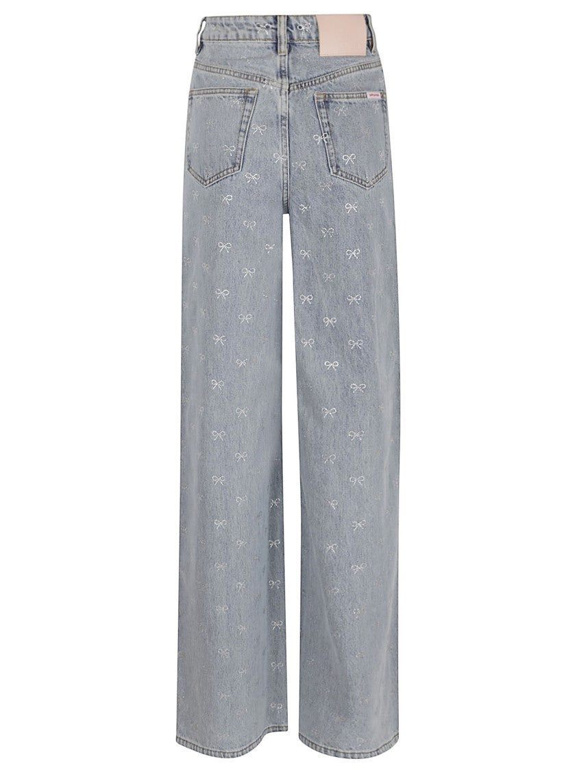 Self-Portrait Wide-Leg Denim Jeans