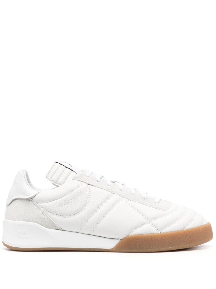 Courrèges Panelled White Leather Low-Top Sneakers