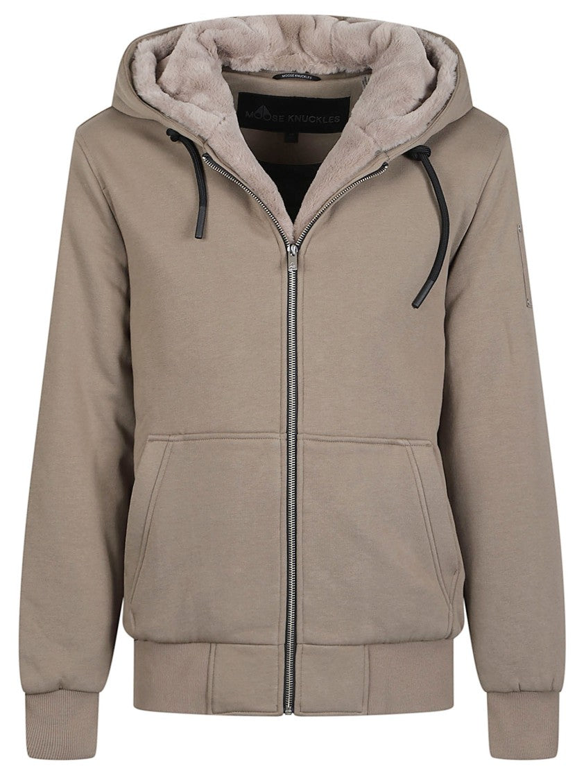 Moose Knuckles Faux-Fur Lined Cotton-Blend Zip-Up Hoodie