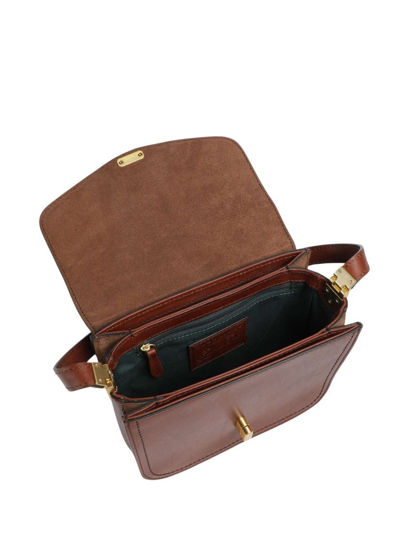 The Bridge Structured Shoulder Bag With Gold-Tone Turn Lock And Adjustable Strap