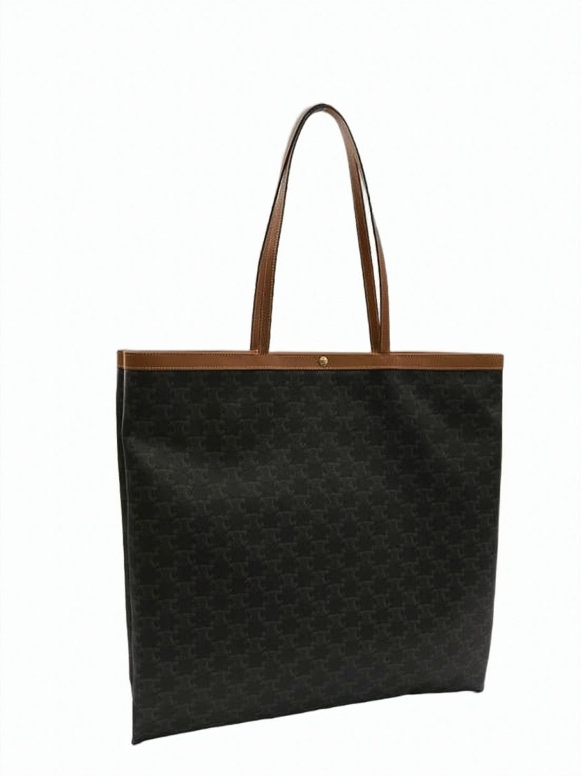 Celine Spacious Tote Bag Featuring Calf Leather And Canvas Construction