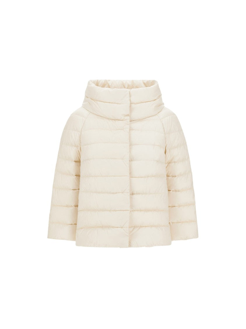Herno Satin-Woven Mini Cape With Bejewelled Sleeves And Funnel Neck