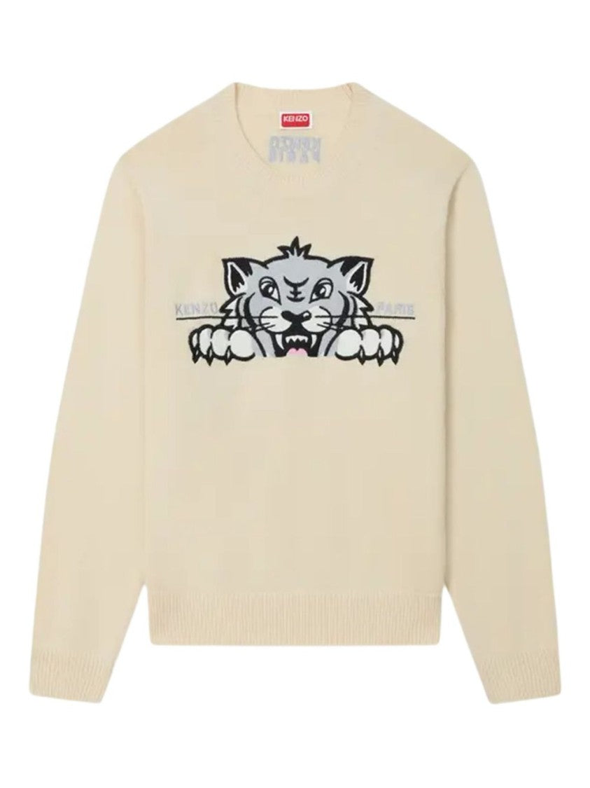 Kenzo Graphic Knit Sweater With Bold Tiger Motif