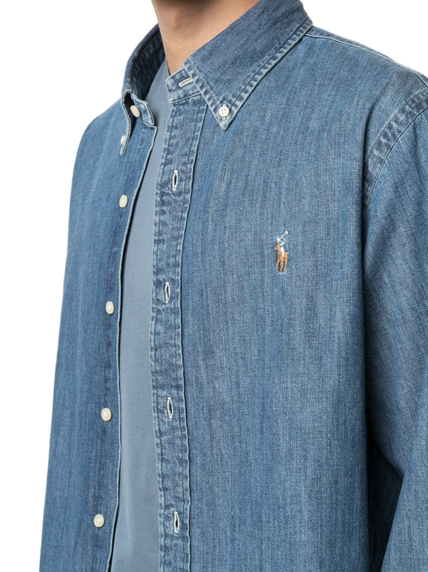 Polo Ralph Lauren Classic Button-Down Denim Shirt With Embroidered Logo
