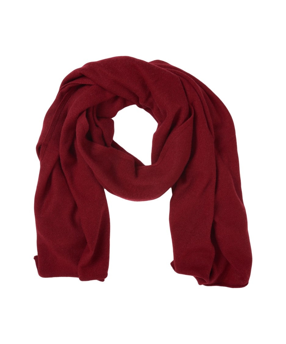 Crush Timeless Cashmere Scarf In Deep Red With Fine Knit Texture