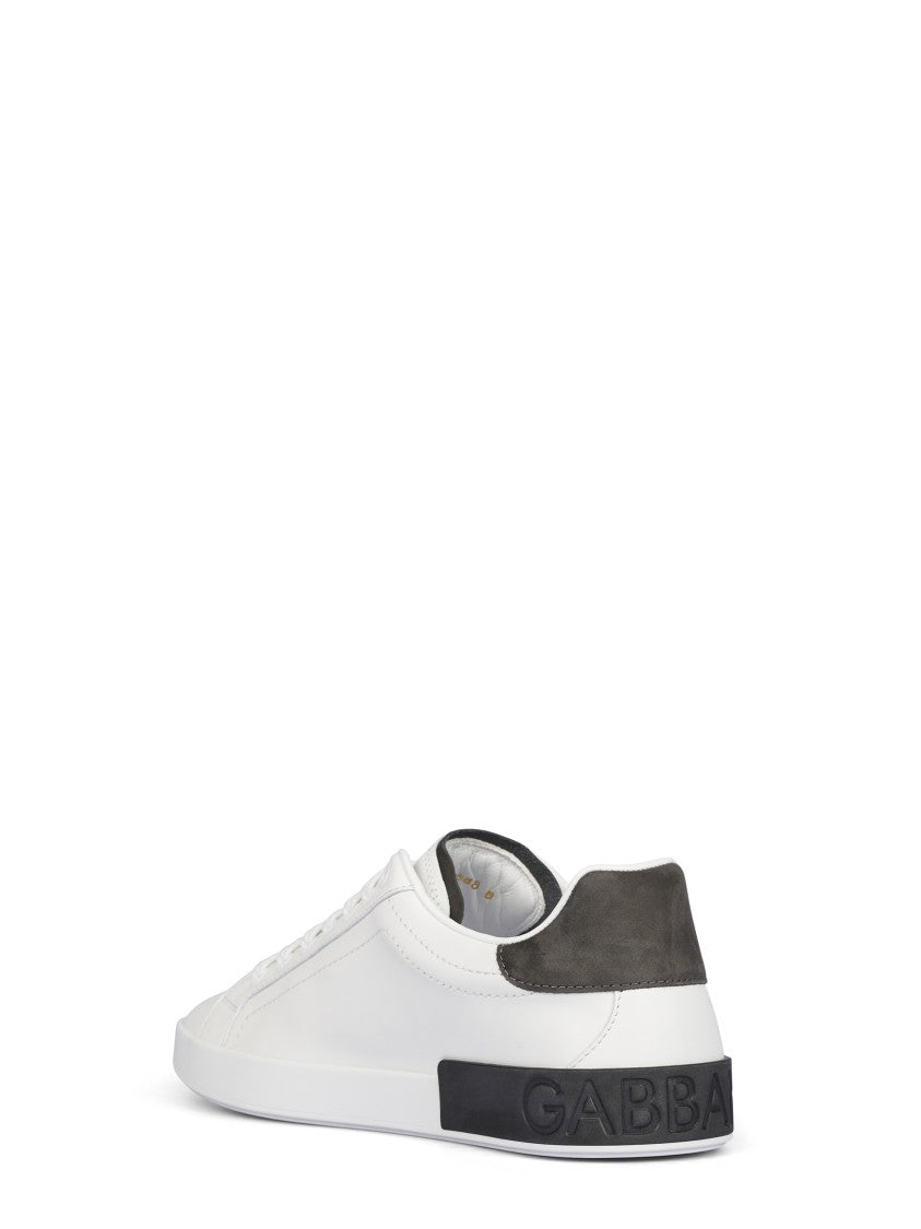 Dolce & Gabbana White Bassa Vitello Nappato Nabu Nappa Leather Sneakers