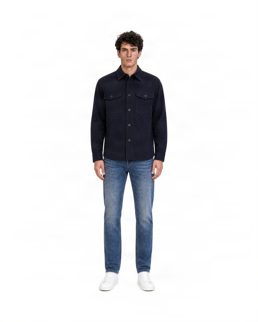 Paolo Pecora Button-Down Casual Jacket With Classic Shirt Collar