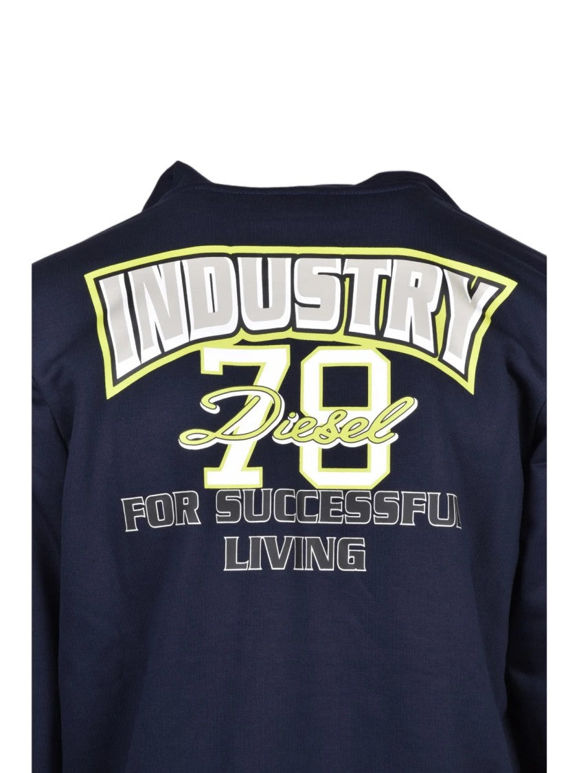 Diesel Blue Cotton-Blend Graphic Sweatshirt