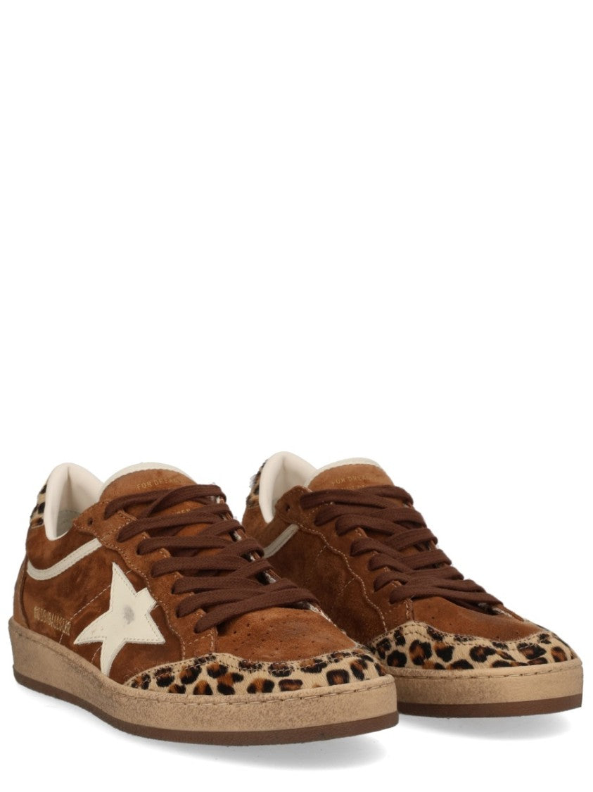 Golden Goose Brown Ball Star Leopard Panel Sneakers