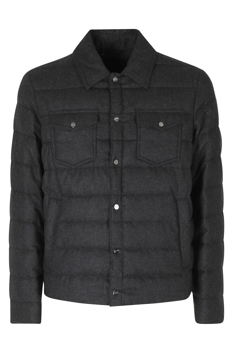 Herno Anthracite Wool-Blend Short Padded Jacket