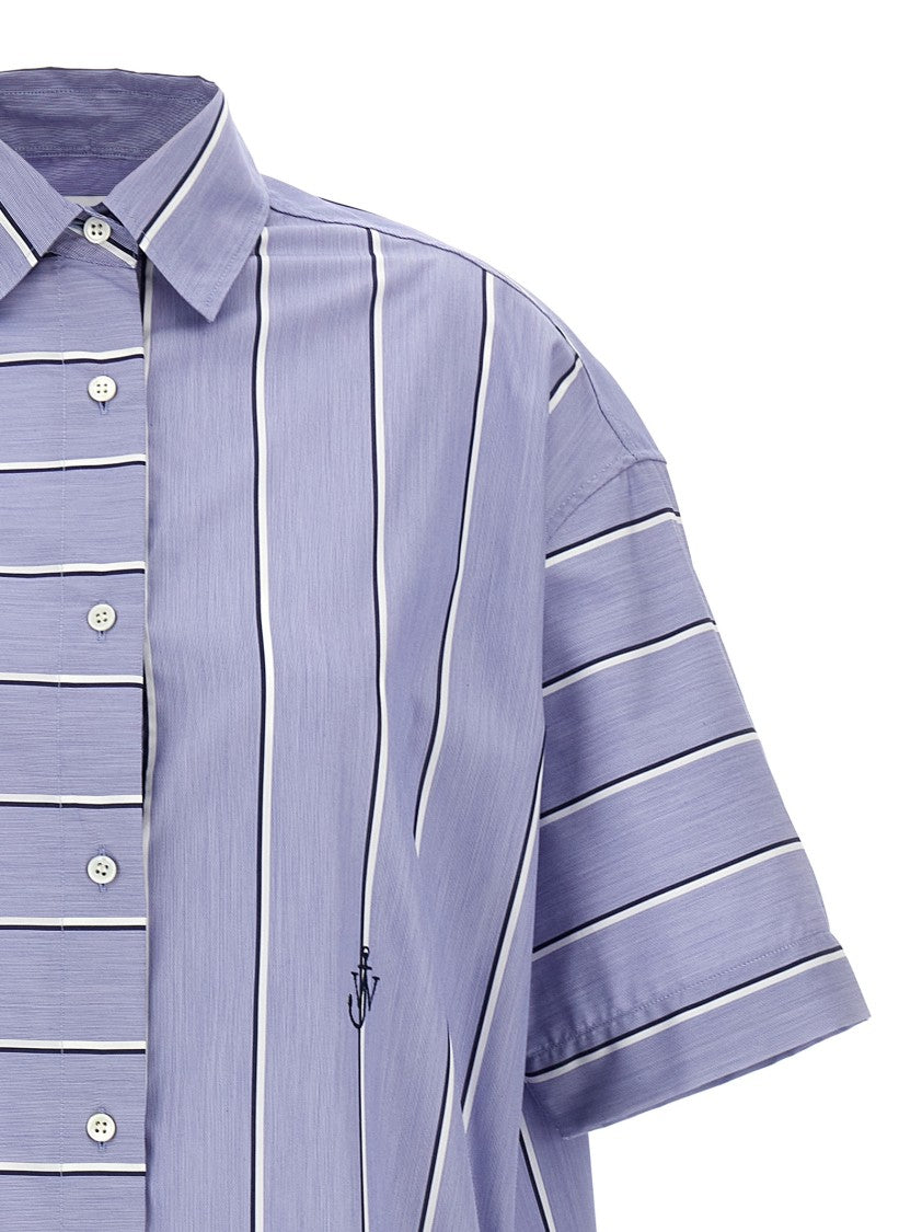 J. W. Anderson Patchwork Cotton Shirt Dress With Asymmetric Hem