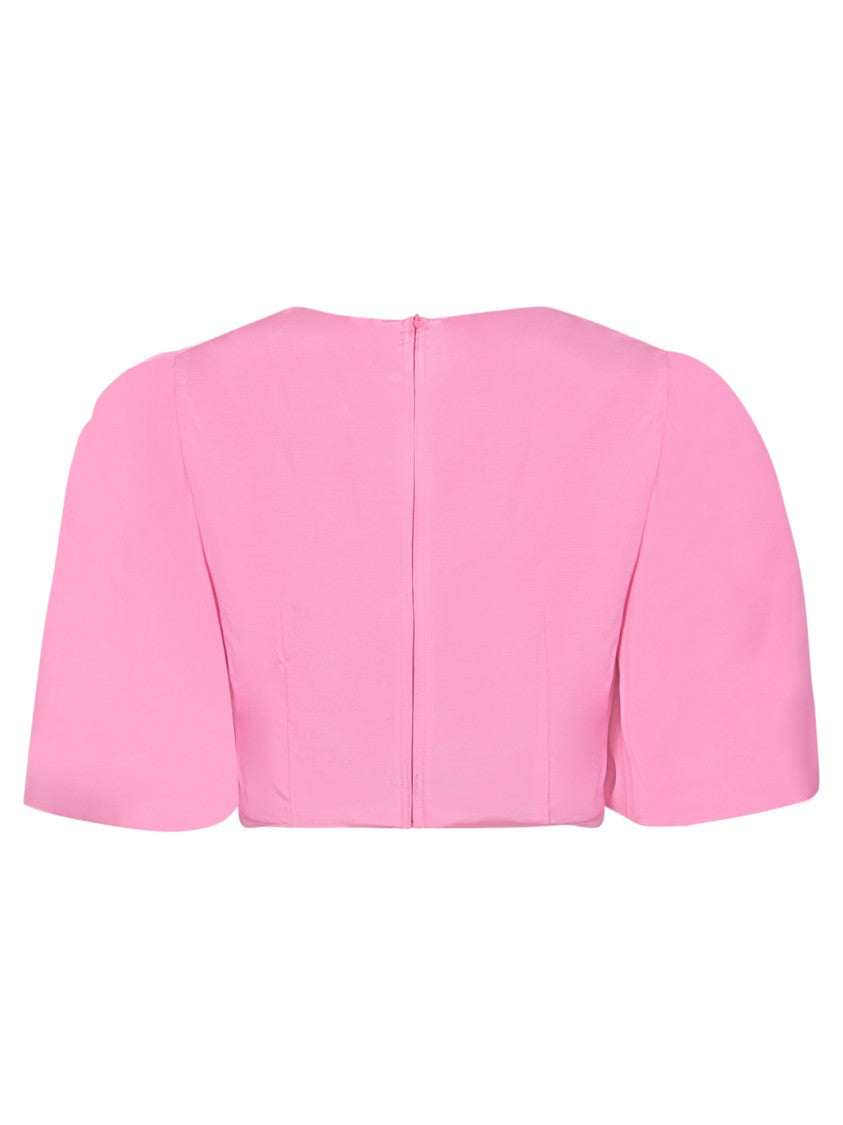 Msgm Pink Half-Height Puff Sleeves Tops