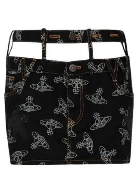 Vivienne Westwood Short Skirt With Graphic Pattern And Unique Waistband Design