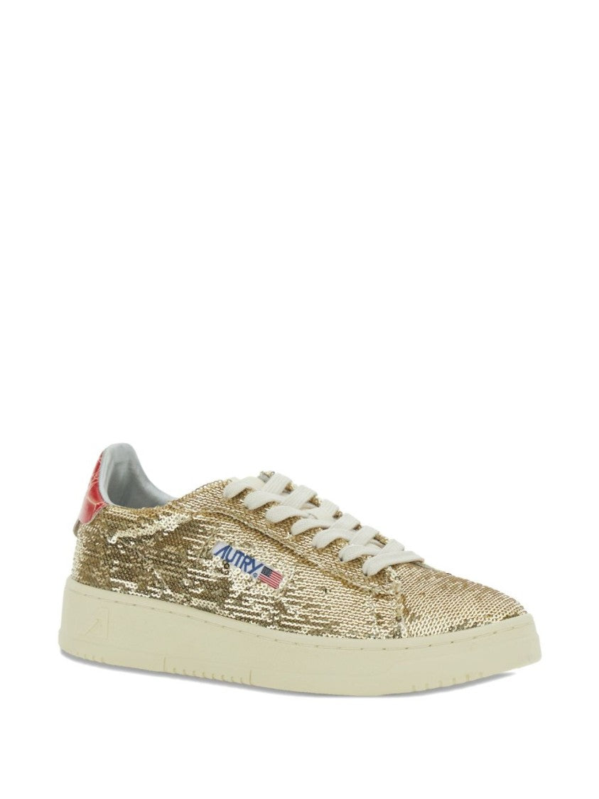 Autry Dallas Low 'Sparkling' Sneakers In Platinum Sequins