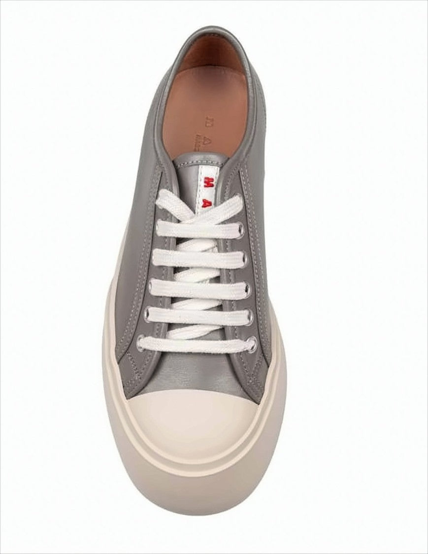 Marni Smooth Leather Sneakers With Contrast Sole And Subtle Branding