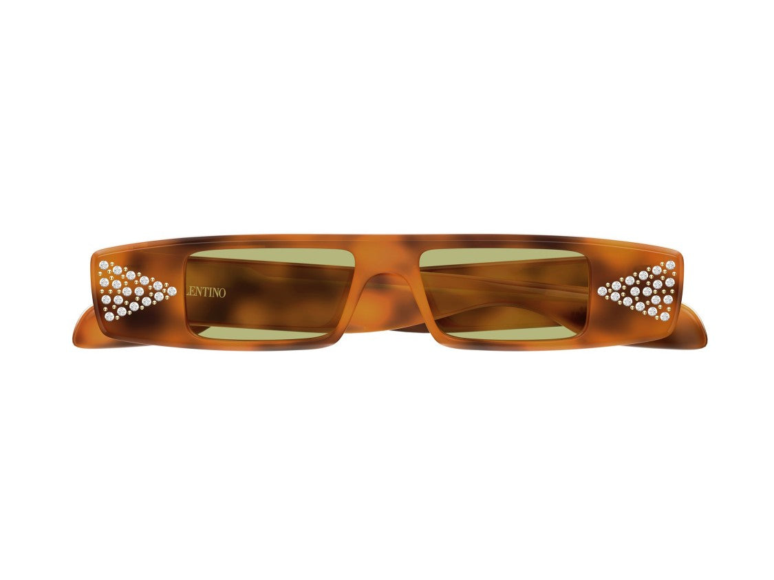 Valentino Vg0043s Rhinestone Tortoiseshell Rectangular Sunglasses