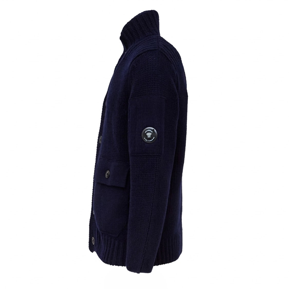 C.P. Company Button Lens Sweater With Ribbed Details And Flap Pockets