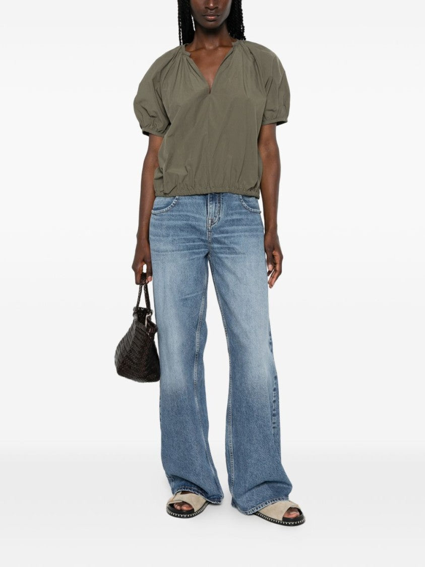 Cycle Light Blue Wash High-Waisted Wide-Leg Denim Jeans