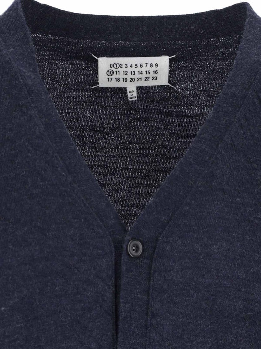 Maison Margiela Wool V-Neck Cardigan – Navy
