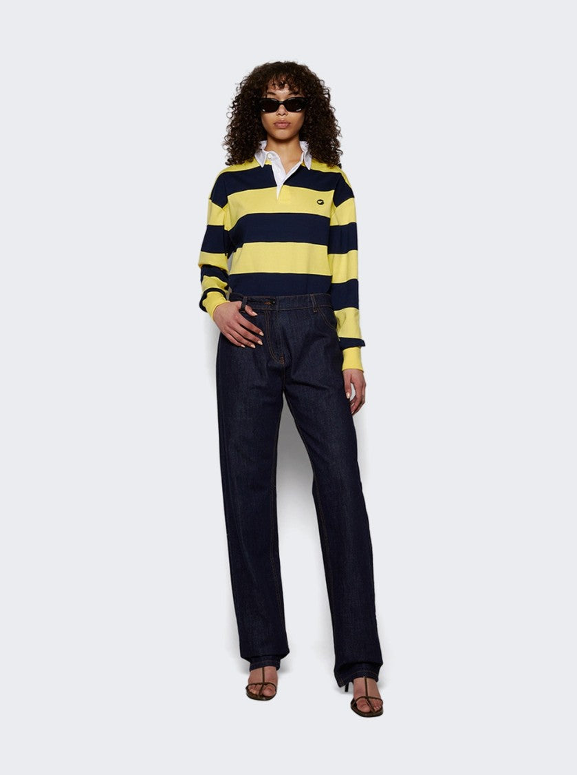 Coperni Striped Polo Bodysuit Yellow And Blue