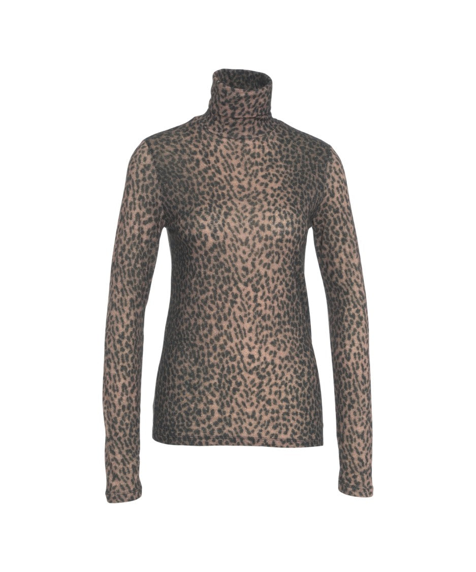 Majestic Filatures Animal Print Semi-Transparent Fitted Turtleneck