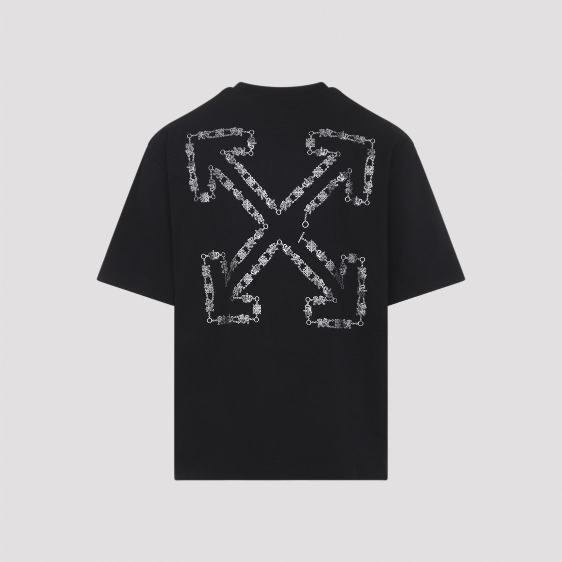 Off-White Black Cotton T-Shirt With Graphic Back Design