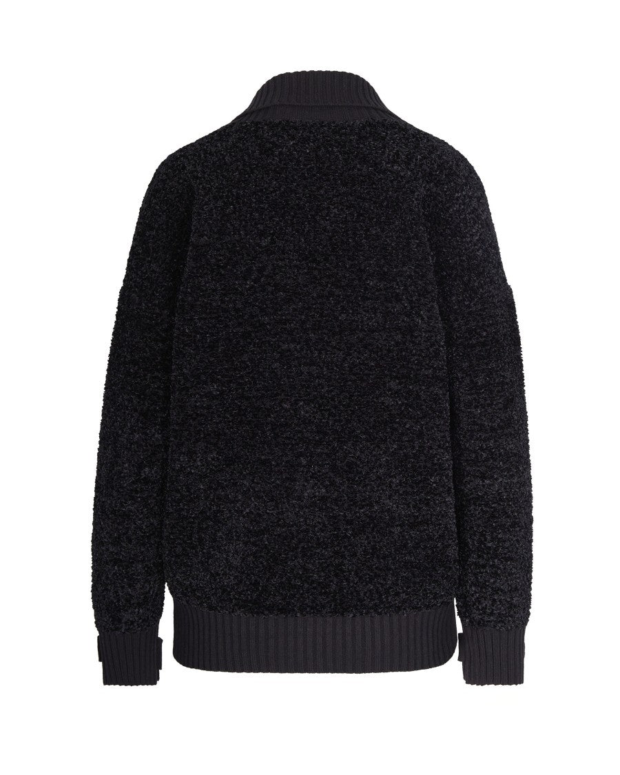Elisabetta Franchi Black Bouclé Chenille Cardigan